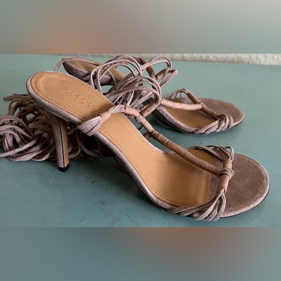 Isabel Marant Arja Brown Leather Lace Up Suede Heels Sandals 37 New $990 - Picture 7 of 16